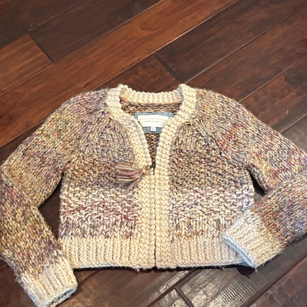 Anthropologie Angel of the North Chunky Cream Multi-Color Knit Cardigan Sweater